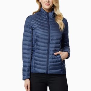 Women's Navy HeatKeep Hooded Packable Down Jacket